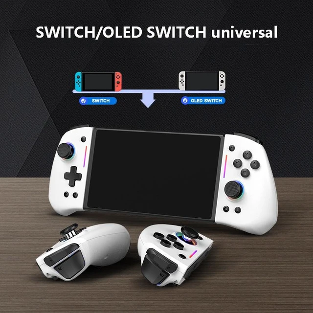 Alt view image 7 of 7 - LinYuvo Wireless Left & Right Controller for Switch/OLED, RGB Light, 6-Axis Motion, Turbo & Back Keys, Wake-Up, Bluetooth Joy Pad Replacement white