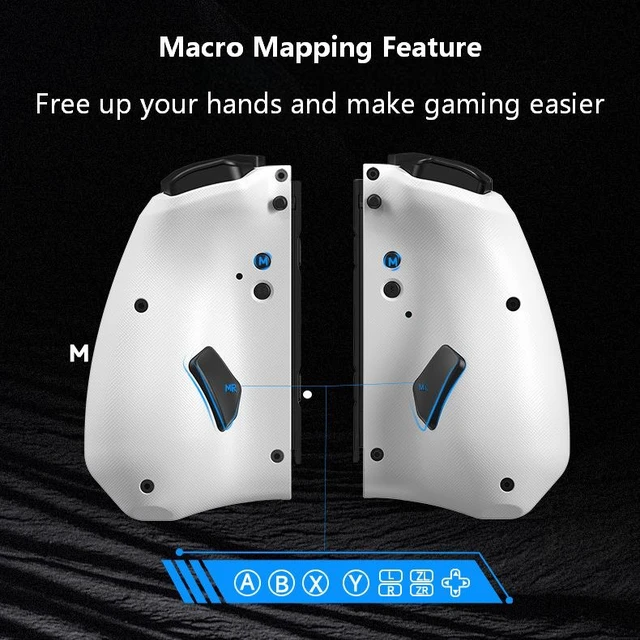 Alt view image 4 of 7 - LinYuvo Wireless Left & Right Controller for Switch/OLED, RGB Light, 6-Axis Motion, Turbo & Back Keys, Wake-Up, Bluetooth Joy Pad Replacement white