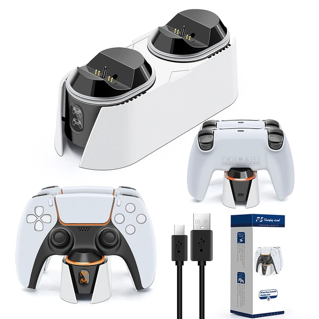 Alt view image 5 of 7 - PS5 Controller Charging Dock, Dual Touch Charging Station for DualSense Controllers, Fast Charger with Type-C Cable, LED Breathing Light, Overvoltage Protection