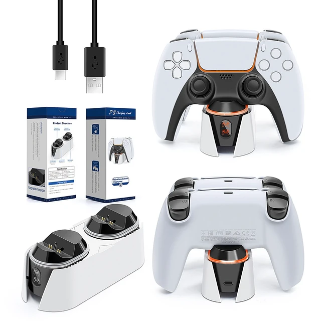 Alt view image 6 of 7 - PS5 Controller Charging Dock, Dual Touch Charging Station for DualSense Controllers, Fast Charger with Type-C Cable, LED Breathing Light, Overvoltage Protection