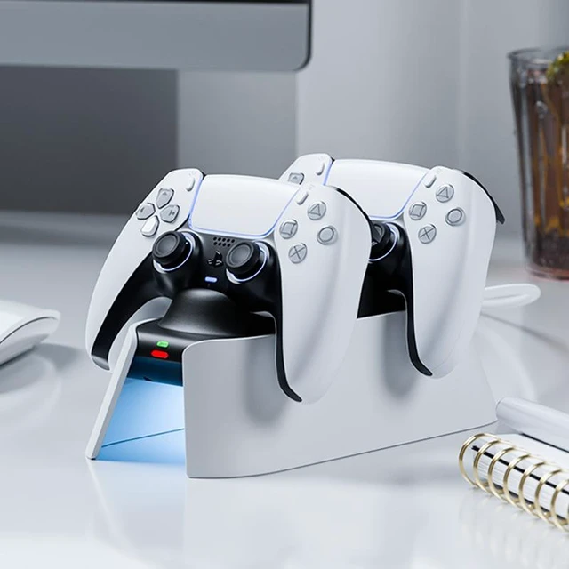 Alt view image 2 of 6 - LinYuvo PS5 Controller Charging Dock, Dual Fast Charger & Storage Display Stand with RGB Ambient Light, 3-Hour Charge, Type-C Touch Charging for 2 PS5 Controllers