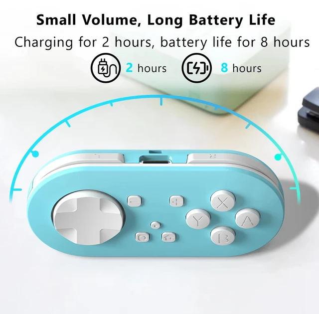 Alt view image 3 of 5 - LinYuvo Wireless Controller for Switch/Lite/OLED, PC, Android/iOS, Mini Bluetooth Pro-Style Gamepad, Adjustable RGB Light, 180mAh 8H Battery, Vibration Blue