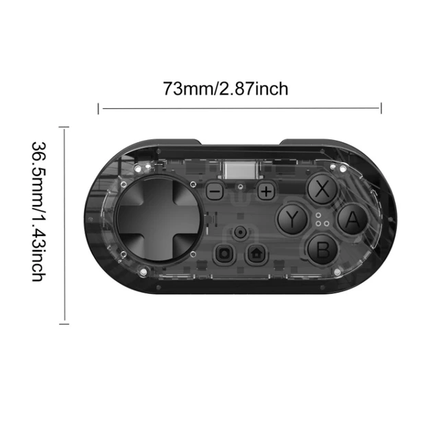 Alt view image 5 of 7 - LinYuvo Wireless Controller for Switch/Lite/OLED, PC, Android/iOS, Mini Bluetooth Pro-Style Gamepad, Adjustable RGB Light, 180mAh 8H Battery, Vibration Transparent black