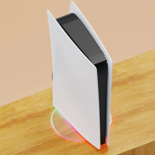 Alt view image 3 of 6 - RGB Vertical Cooling Stand for PS5/PS5 Slim/PS5 Pro/30th Anniversary, 7-Color Light Base, Stable Disc Design, Easy Screw Install, ABS+Acrylic