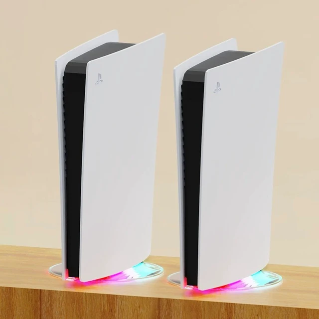 Alt view image 5 of 6 - RGB Vertical Cooling Stand for PS5/PS5 Slim/PS5 Pro/30th Anniversary, 7-Color Light Base, Stable Disc Design, Easy Screw Install, ABS+Acrylic
