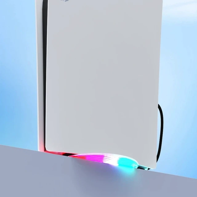 Alt view image 6 of 6 - RGB Vertical Cooling Stand for PS5/PS5 Slim/PS5 Pro/30th Anniversary, 7-Color Light Base, Stable Disc Design, Easy Screw Install, ABS+Acrylic