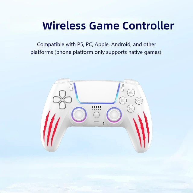 Alt view image 2 of 7 - LinYuvo Wireless RGB Controller for PS5/PC/Android/iOS, Hall Effect Triggers, Touchpad, 6-Axis Motion, Back Buttons, Bluetooth & Wired Gamepad