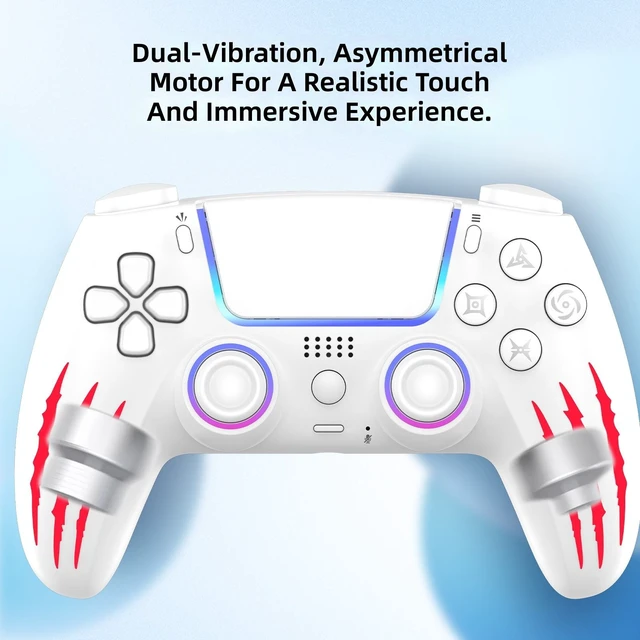 Alt view image 4 of 7 - LinYuvo Wireless RGB Controller for PS5/PC/Android/iOS, Hall Effect Triggers, Touchpad, 6-Axis Motion, Back Buttons, Bluetooth & Wired Gamepad
