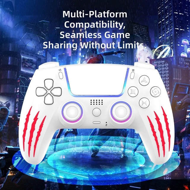 Alt view image 7 of 7 - LinYuvo Wireless RGB Controller for PS5/PC/Android/iOS, Hall Effect Triggers, Touchpad, 6-Axis Motion, Back Buttons, Bluetooth & Wired Gamepad