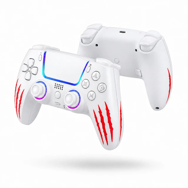 Alt view image 5 of 7 - LinYuvo Wireless RGB Controller for PS5/PC/Android/iOS, Hall Effect Triggers, Touchpad, 6-Axis Motion, Back Buttons, Bluetooth & Wired Gamepad