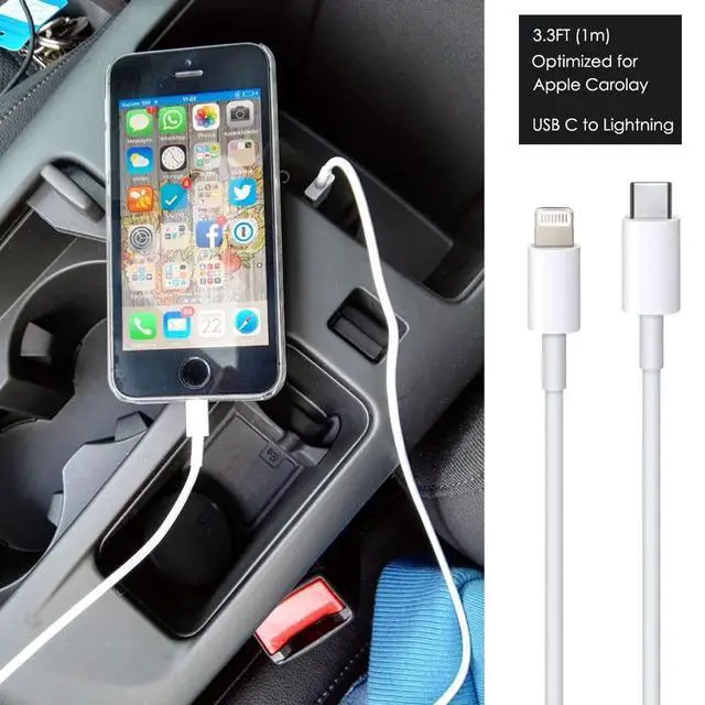Alt view image 3 of 7 - Car Apple Carplay Cable, USB C to Lightning Cable for iPhone 14, 14 pro max,13,Plus,SE 2nd/12/11/Xs/XR, iPad 4/5/ 6/7/ 8, Mini 2/3/4/5, Air 2/3 Charger Cord, Car Charging Cable (USB C to Lightning)