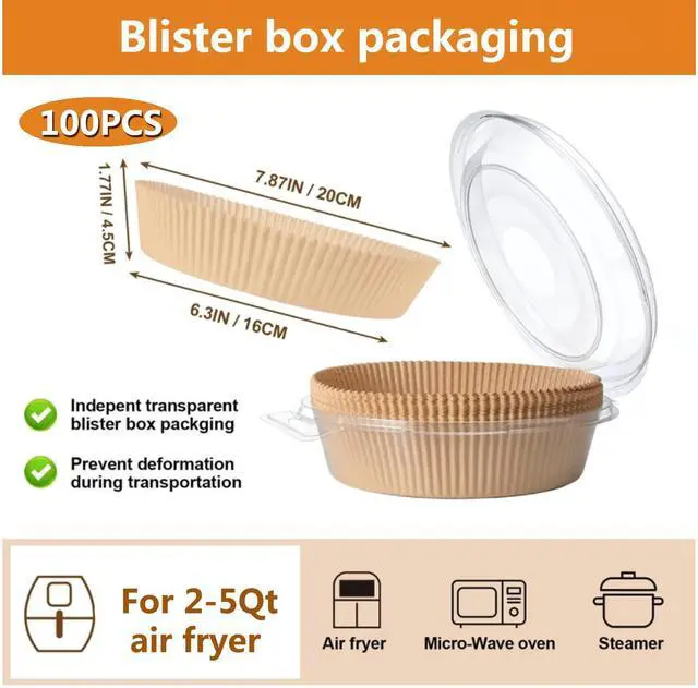 Alt view image 4 of 6 - Ailifeer Air Fryer Liners Disposable 6.3 inch Round,100PCS for AirFryer