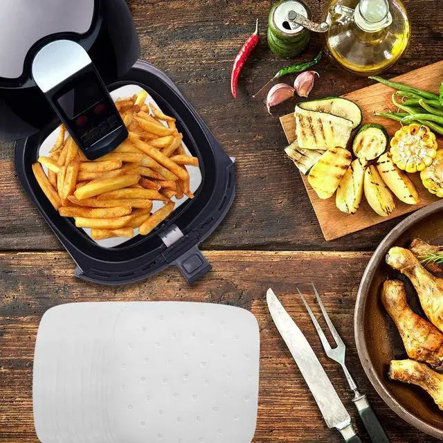 Alt view image 2 of 7 - Air Fryer Liners - 8.5 Inches, 100pcs Premium Perforated Parchment Paper Compatible with Philips, Cozyna, Secura, NuWave Brio, Chefman, GoWISE USA, BLACK+DECKER, COSORI and More Air fryers