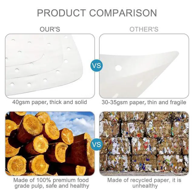 Alt view image 4 of 7 - Air Fryer Liners - 8.5 Inches, 100pcs Premium Perforated Parchment Paper Compatible with Philips, Cozyna, Secura, NuWave Brio, Chefman, GoWISE USA, BLACK+DECKER, COSORI and More Air fryers