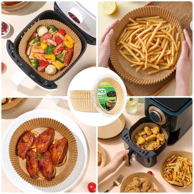 Alt view image 6 of 7 - Air Fryer Paper Liners Disposable: 100PCS Round Airfryer Oven Insert Parchment Sheets Grease and Water Proof Non Stick Basket Liners for Baking Cooking from ctizne
