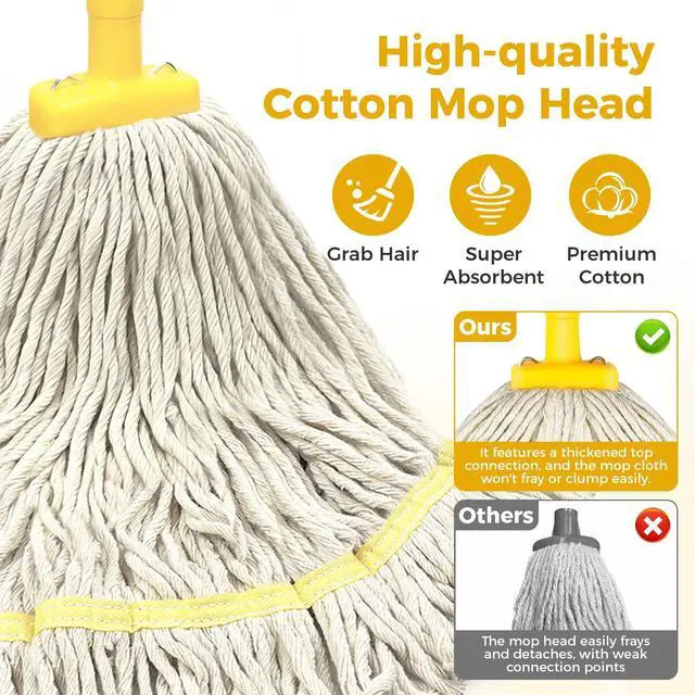 Alt view image 3 of 6 - SOBONNE Indoor Cotton Mop with Strings for Floor Cleaning