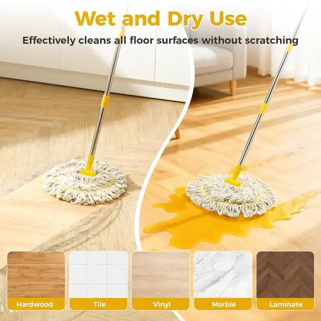 Alt view image 4 of 6 - SOBONNE Indoor Cotton Mop with Strings for Floor Cleaning