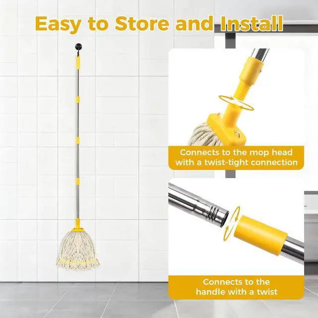 Alt view image 6 of 6 - SOBONNE Indoor Cotton Mop with Strings for Floor Cleaning