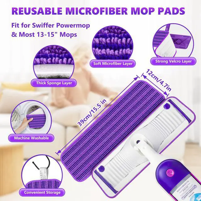 Alt view image 2 of 5 - Microfiber Mops for Floor Cleaning: Flat Mop for Wood Tile Laminate