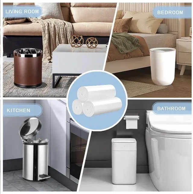 Alt view image 6 of 7 - Small Trash Bags 4 Gallon - 108 Count Leakage-Proof 4 Gallon Trash Bag, Small Garbage Bags for Office Bedroom Bathroom Mini Trash Bags, Unscented White 15L Small Trash Can Liners