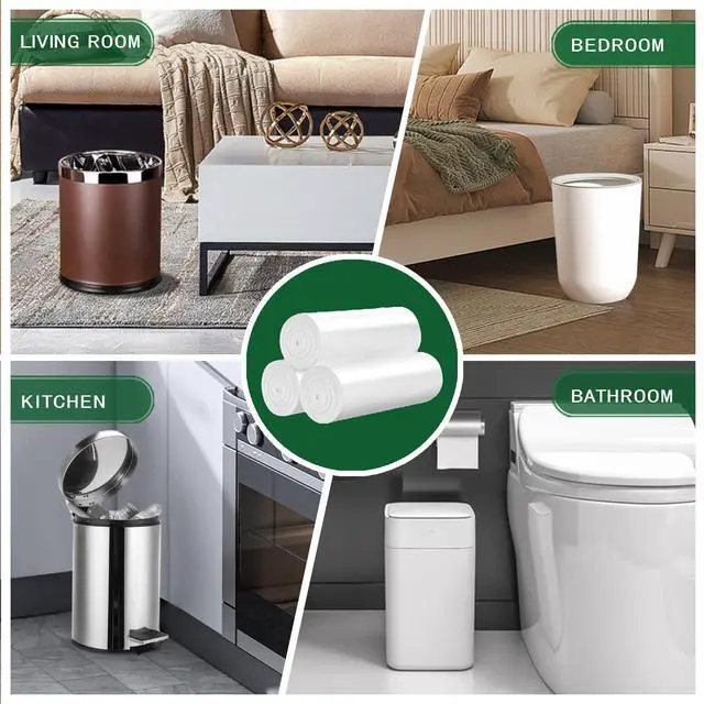 Alt view image 6 of 7 - 120 Counts 1.6 Gallon Small Trash Bags, Mini Garbage Bags, Fit 1.2-2 Gal, 4.5-8 Liter, Bathroom White Trash Can Bin Liners for Home Office Bathroom Bedroom