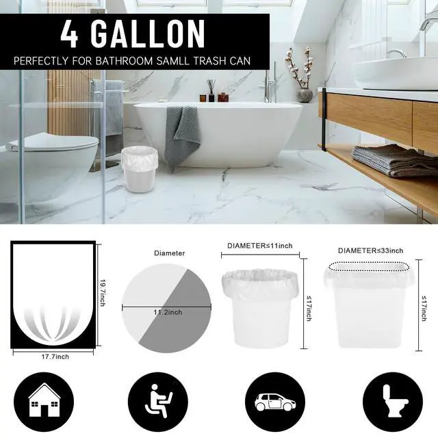 Alt view image 3 of 6 - 220Counts Small Trash Bags 4 Gallon, Flexible & Durable Small Garbage Bags, Unscented & Easy Tearing 4 Gallon Trash Bag for Kitchen, Bathroom, Bedroom, Office, Transparent,0.3Mil