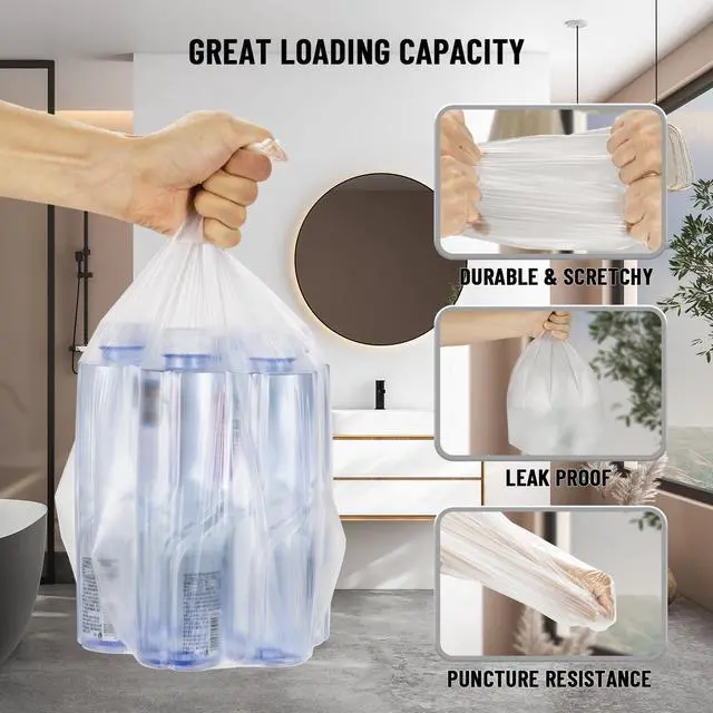Alt view image 5 of 6 - 220Counts Small Trash Bags 4 Gallon, Flexible & Durable Small Garbage Bags, Unscented & Easy Tearing 4 Gallon Trash Bag for Kitchen, Bathroom, Bedroom, Office, Transparent,0.3Mil
