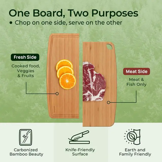 Alt view image 4 of 7 - Keechee Dishwasher Safe Bamboo Cutting Boards Durable Lightweight Wood Cutting Board for Busy Kitchen, Easy Storage & Clean Wooden Chopping Boards with Juice Groove Set of 2 (M+S)