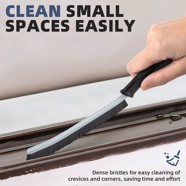 Alt view image 2 of 7 - Hard Bristle Crevice Cleaning Brush - Cleaning Tools for Household Use, Multifunctional Gap Cleaning Supplies for Kitchen, Bathroom, Toilet, Window, Vehicle, Faucets, Grout, Home (Black)