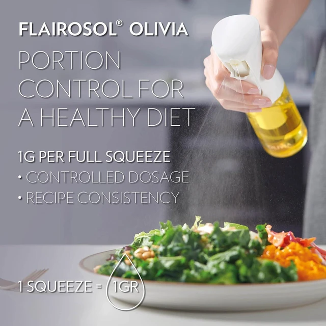 Alt view image 3 of 7 - OLIVIA. The Original Advanced Oil Sprayer for Cooking, Salads, BBQs and More, Continuous Spray with Portion Control, Trusted by Chefs. Patented Technology. (Glass Bottle) (Golden Leaves)