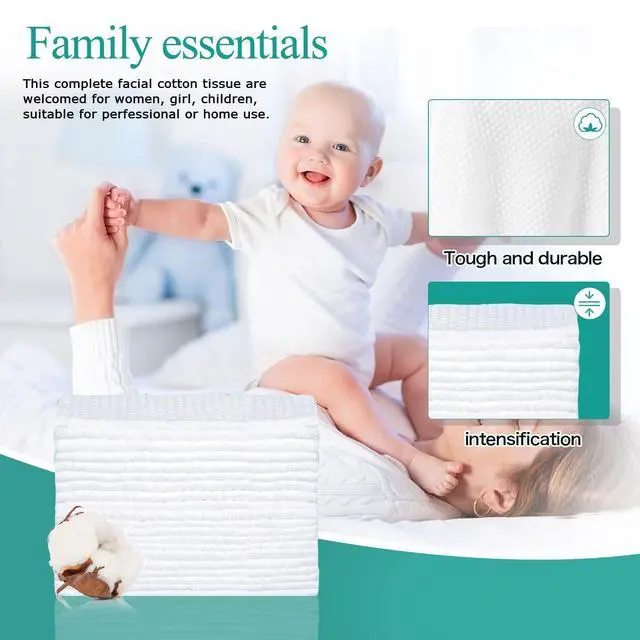 Alt view image 6 of 7 - Soft Disposable Face Towel, Cotton Facial Dry Wipes 100 Count, Cotton Dry Wipes for Washing and Drying,Facial Tissue for Cleansing, Skincare, Makeup Remover Large packing (1 PACK)