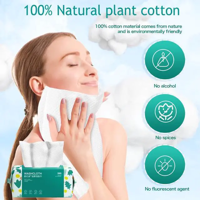 Alt view image 2 of 7 - Soft Disposable Face Towel, Cotton Facial Dry Wipes 100 Count, Cotton Dry Wipes for Washing and Drying,Facial Tissue for Cleansing, Skincare, Makeup Remover Large packing (1 PACK)