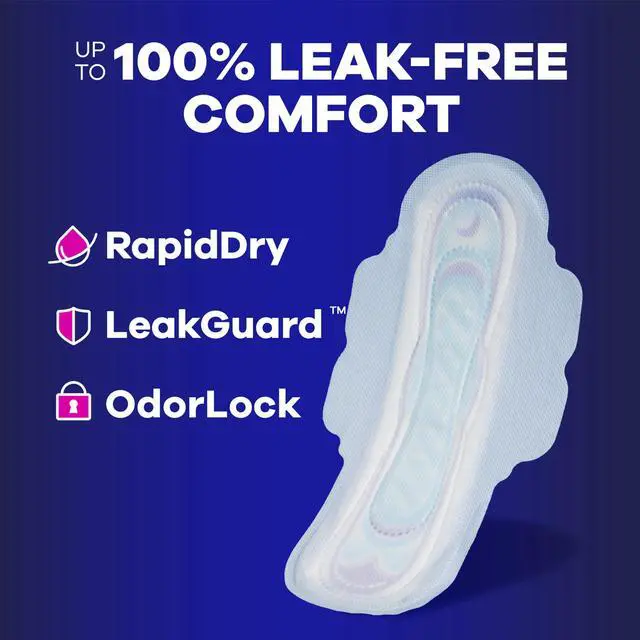 Alt view image 2 of 7 - Ultra Thin Overnight Pads with Wings, Size 4, Overnight, 78 Count (3 Packs of 26)