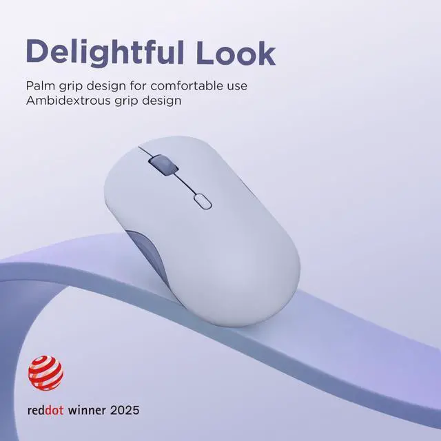 Alt view image 4 of 7 - 350 Wireless Bluetooth Mouse, Silent Click, 3 Level DPI (1000, 1600, 2400), 36 Month Battery Life, 2 Device Pairing, Meta Grape