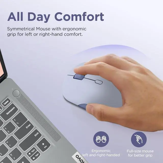 Alt view image 7 of 7 - 350 Wireless Bluetooth Mouse, Silent Click, 3 Level DPI (1000, 1600, 2400), 36 Month Battery Life, 2 Device Pairing, Meta Grape