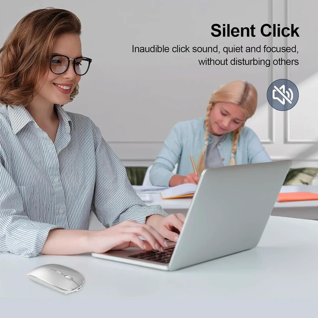 Alt view image 6 of 7 - Bluetooth Wireless Mouse USB C for MacBook Air Pro iMac Laptop Desktop Computer, Wireless Rechargeable Silent C Mouse for Mac Desktop/iPad/Surface Pro (BT5.2/3.0, 2.4G USB A, Type-C Receiver)