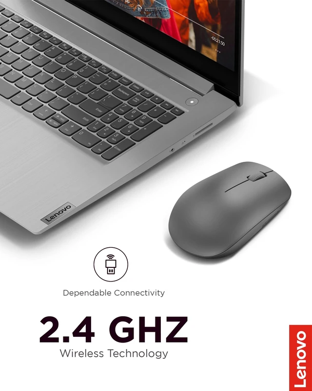Alt view image 2 of 7 - 530 Full Size Wireless Computer Mouse for PC, Laptop, Computer with Windows - 2.4 GHz Nano USB Receiver - Ambidextrous Design - 12 Months Battery Life - Graphite Grey