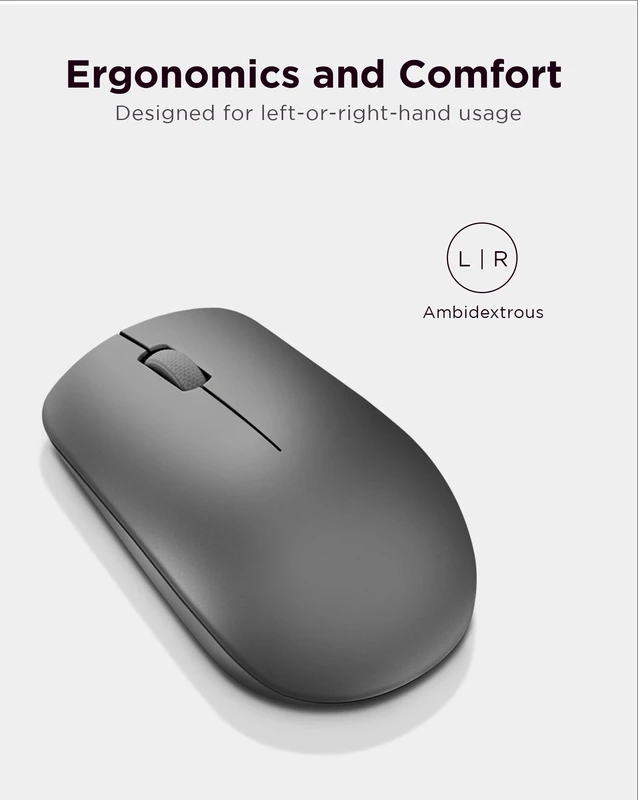 Alt view image 4 of 7 - 530 Full Size Wireless Computer Mouse for PC, Laptop, Computer with Windows - 2.4 GHz Nano USB Receiver - Ambidextrous Design - 12 Months Battery Life - Graphite Grey