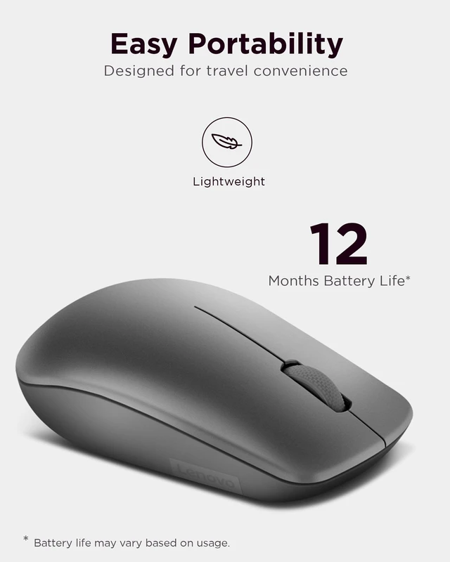 Alt view image 5 of 7 - 530 Full Size Wireless Computer Mouse for PC, Laptop, Computer with Windows - 2.4 GHz Nano USB Receiver - Ambidextrous Design - 12 Months Battery Life - Graphite Grey