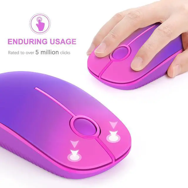 Alt view image 5 of 7 - Wireless Mouse - 2.4G Slim Portable Computer Mouse with Nano Receiver, Less Noise Mobile Optical Mice for Notebook, PC, Laptop, Computer, Mac (Gradient Purple)