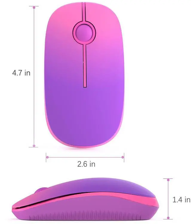 Alt view image 6 of 7 - Wireless Mouse - 2.4G Slim Portable Computer Mouse with Nano Receiver, Less Noise Mobile Optical Mice for Notebook, PC, Laptop, Computer, Mac (Gradient Purple)