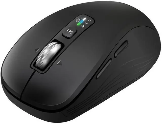 Main image of Wireless Bluetooth Mouse, 3-Device Multi-Mode (USB + 2 Bluetooth), 4-Way Metal Scroll Wheel, Adjustable DPI, Silent Click, Long Battery Life, Ergonomic Mouse for Laptop, PC, Mac, iPad (Black, 9)