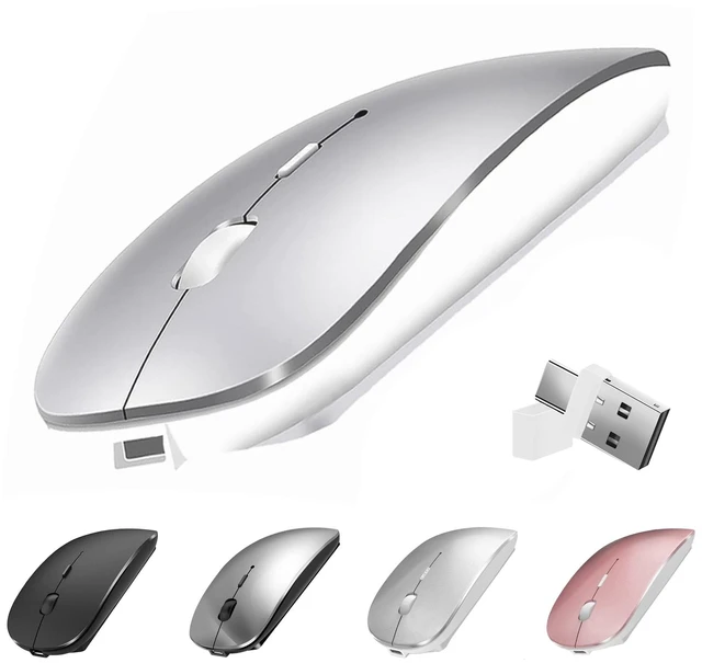Main image of Wireless Mouse for MacBook Air iMac Mac Pro Laptop Desktop Computer, Rechargeable Silent Wireless Mouse USB C with Jiggler for Surface Pro (Bluetooth 5.2/3.0, 2.4G USB A, Type-C Receiver)