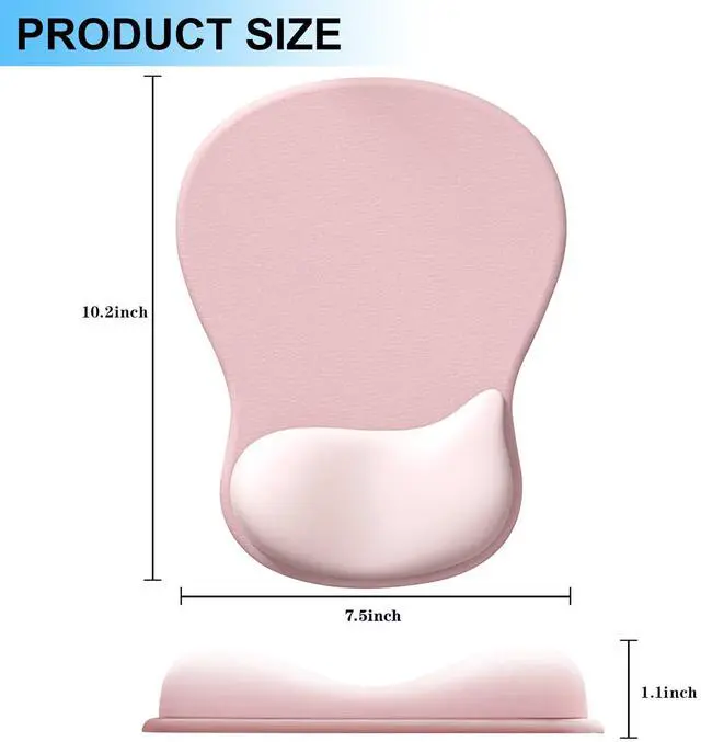 Alt view image 2 of 7 - Ergonomic Mouse Pad with Gel Wrist Support, Comfortable Wrist Rest Mousepad with Non-Slip PU Base for Pain Relief, Desk, Home & Office, Pink Serenity