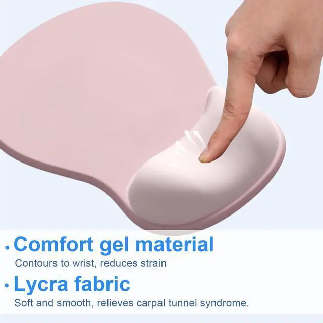 Alt view image 3 of 7 - Ergonomic Mouse Pad with Gel Wrist Support, Comfortable Wrist Rest Mousepad with Non-Slip PU Base for Pain Relief, Desk, Home & Office, Pink Serenity