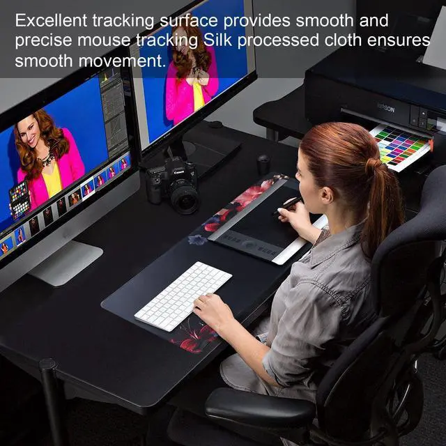 Alt view image 7 of 7 - Gaming Mouse Pad, Large Mouse Pad Size 27.5x11.8 Thickness 0.12 inches,Premium-Textured Non-Slip & Waterproof Computer Mousepad with Stitched Edges for Gaming, Office & Home-70x30 Hua