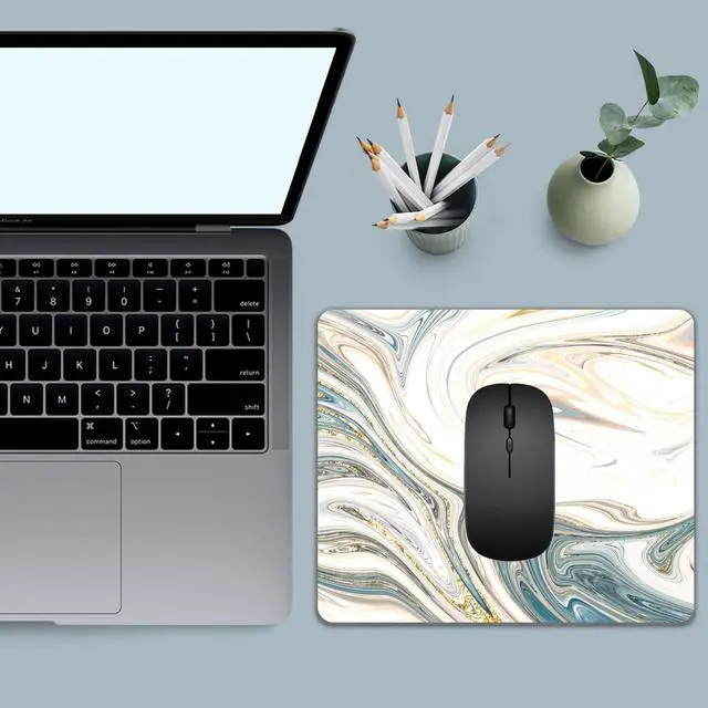 Alt view image 2 of 7 - Mouse Pad, Square Mousepad, Personalized Premium-Textured, Non-Slip Rubber Base Mouse Mat, Waterproof Gaming Mouse Pad for Wireless Mouse, Computers, Laptop, Office, Home (White Marble)