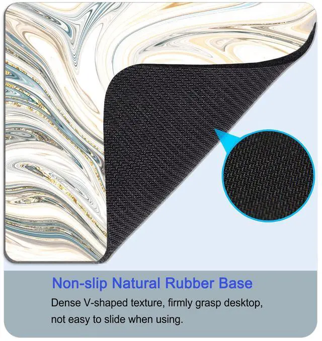 Alt view image 4 of 7 - Mouse Pad, Square Mousepad, Personalized Premium-Textured, Non-Slip Rubber Base Mouse Mat, Waterproof Gaming Mouse Pad for Wireless Mouse, Computers, Laptop, Office, Home (White Marble)