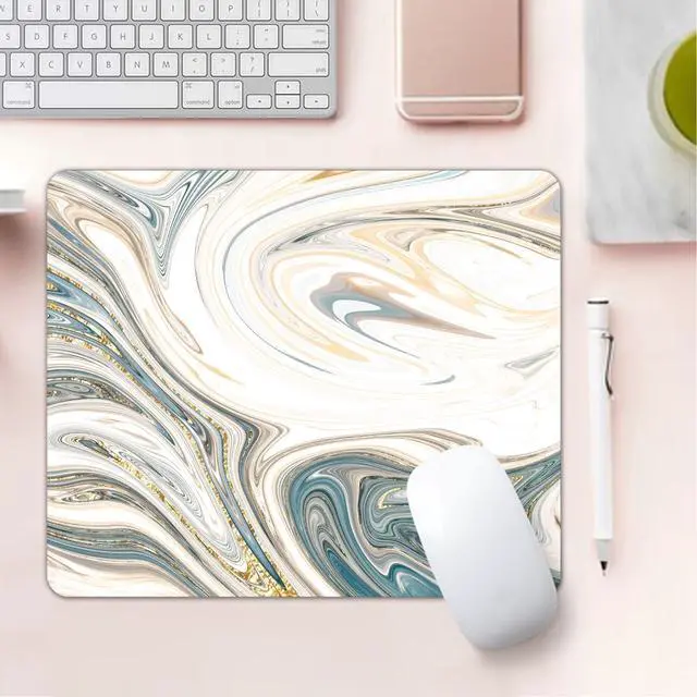 Alt view image 7 of 7 - Mouse Pad, Square Mousepad, Personalized Premium-Textured, Non-Slip Rubber Base Mouse Mat, Waterproof Gaming Mouse Pad for Wireless Mouse, Computers, Laptop, Office, Home (White Marble)