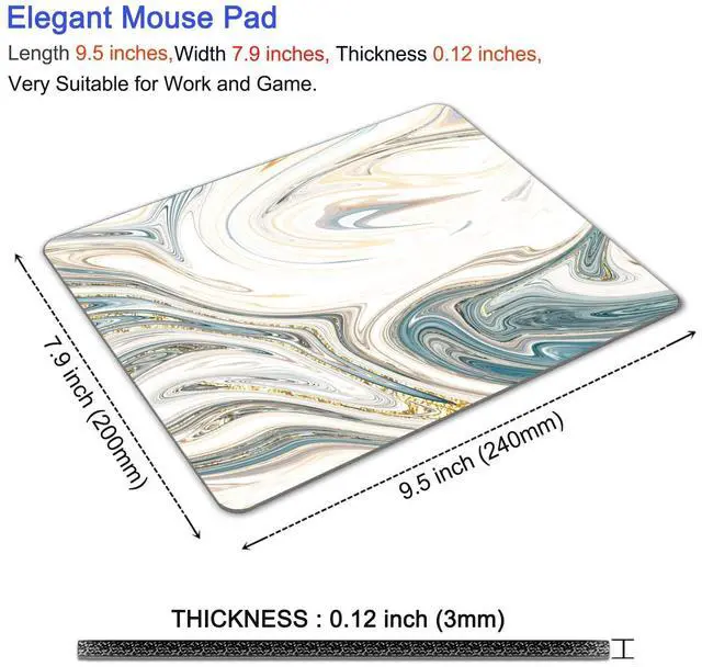 Alt view image 3 of 7 - Mouse Pad, Square Mousepad, Personalized Premium-Textured, Non-Slip Rubber Base Mouse Mat, Waterproof Gaming Mouse Pad for Wireless Mouse, Computers, Laptop, Office, Home (White Marble)